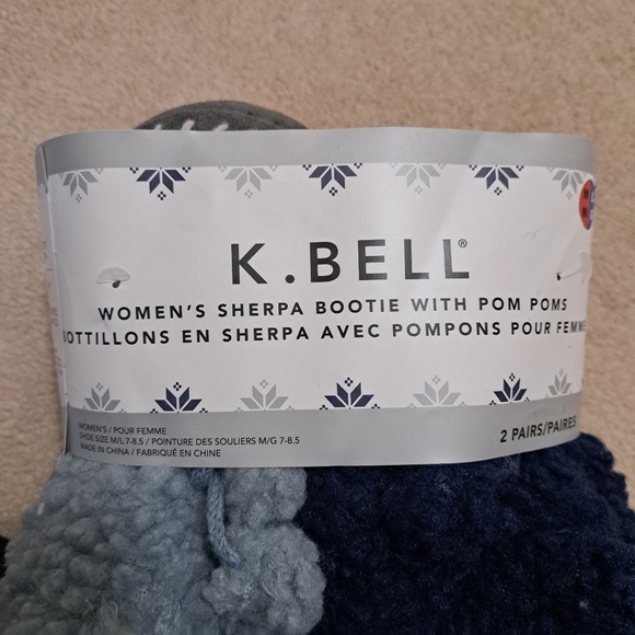 New! K. Bell Cozy Sherpa Booties Women's Slippers Blue Size M/L 7 - 8.5 - Picture 6 of 13